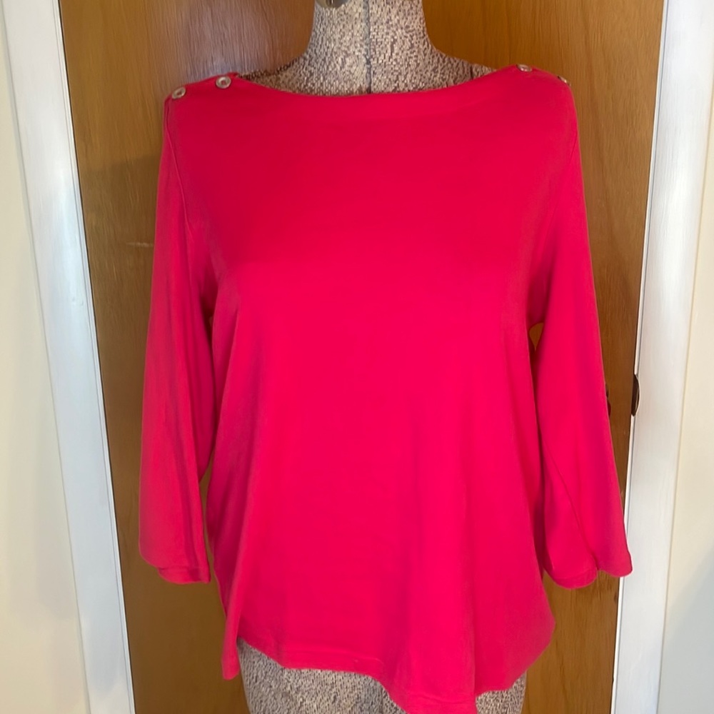 Croft & Barrow Womens XL Dark Pink Long Sleeve Blouse with Button Accents